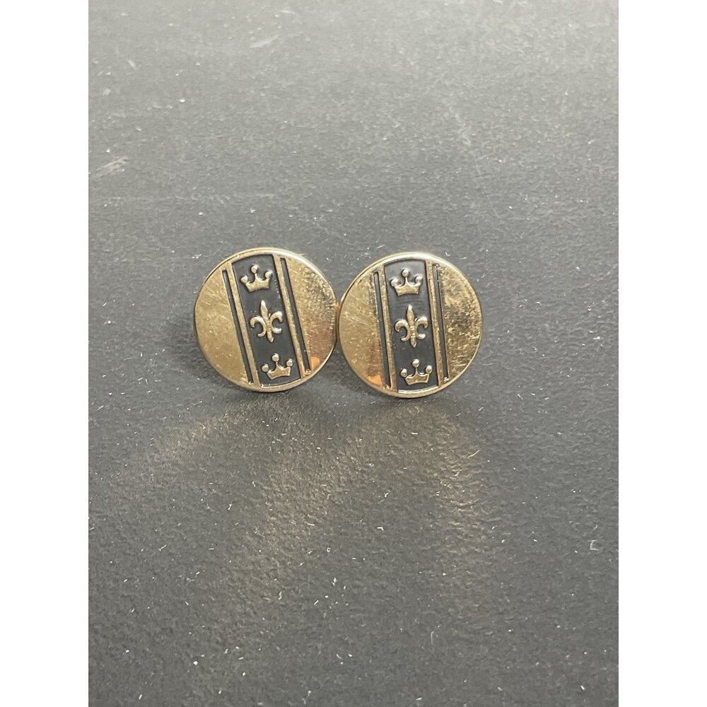 Vintage Gold-Toned Cufflinks With Fleur De Lis Design